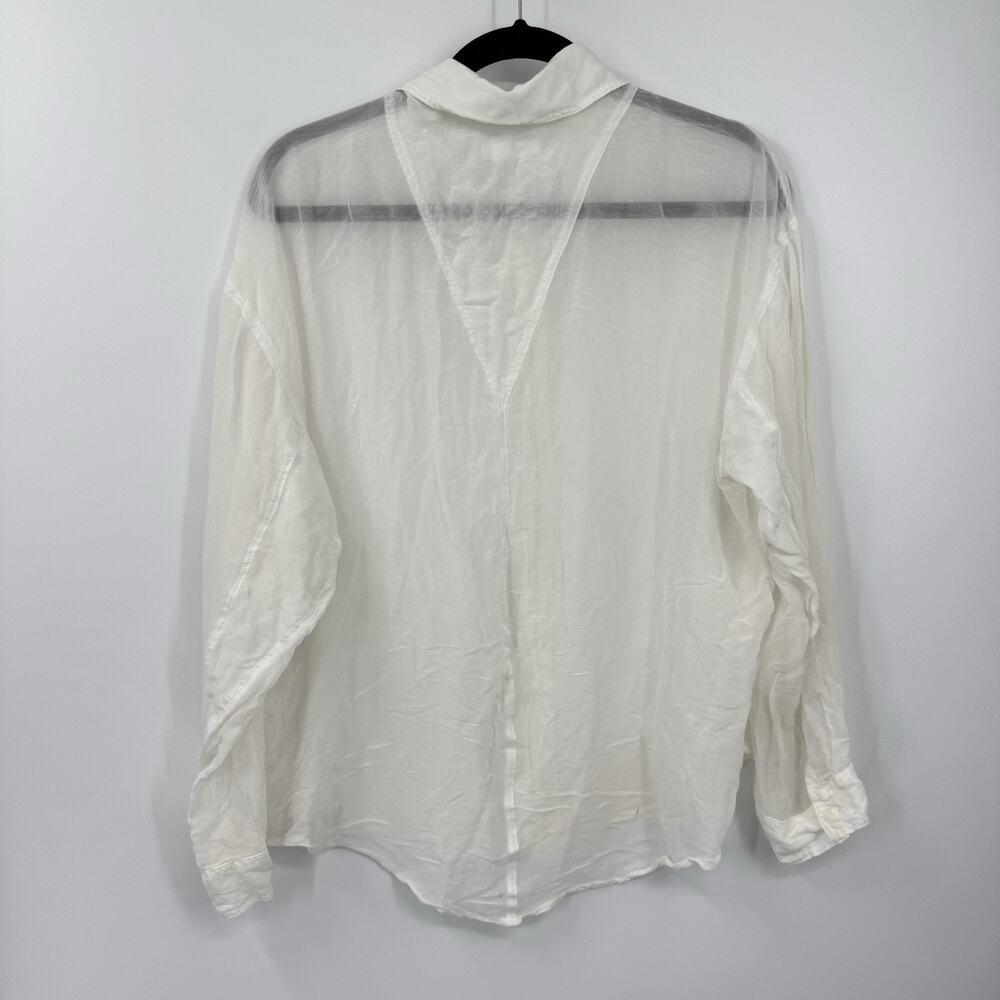 rag & bone Shirt Medium White Sheer Voile Button Up Boxy Long Sleeve Minimalist - Picture 7 of 12